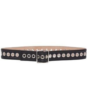 McQueen Eyelet Detailed Buckle Belt - White