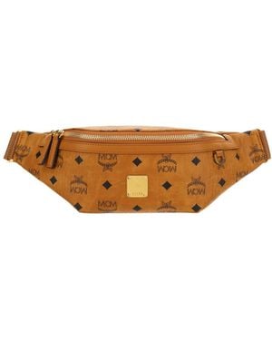 MCM Logo Zipper Small Waist Bag - Brown