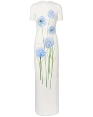 Oscar de la Renta Floral Jersey Cocktail Dress - Blue