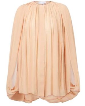 Stella McCartney Draped Silk Chiffon Blouse - Natural