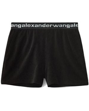 Alexander Wang T By Logo Elastic-Waistband Corduroy Shorts - Black
