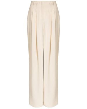 Alberta Ferretti Wide-Leg Tailored Pants With Pleats - White