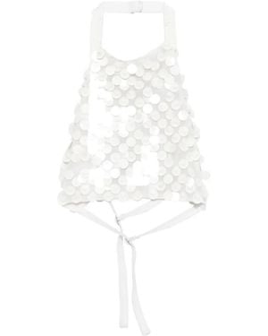 P.A.R.O.S.H. Sequined Halter Top - White