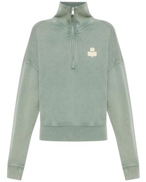 Isabel Marant Isabel Marant Étoile Ross Logo Half-Zip Sweatshirt - Green