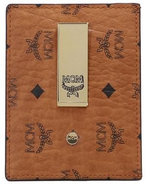 MCM Logo-Print Compact Cardholder - Brown