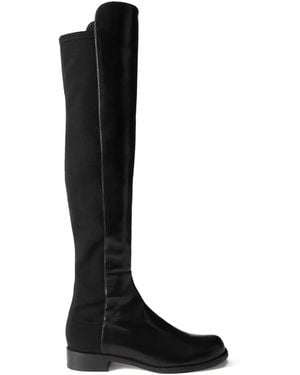Stuart Weitzman Leather And Stretch Over-The-Knee Boots - Black