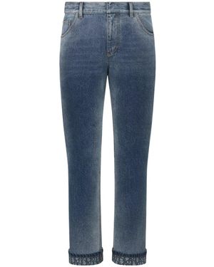 Dior Christian Logo Patch Flared Jeans - Blue