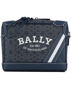 Bally Logo Zipper Shoulder Bag - Blue