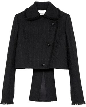 McQueen Light Tweed Cropped Jacket - Black