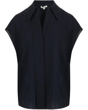 Vince Cap-Sleeve Silk Blouse - Blue