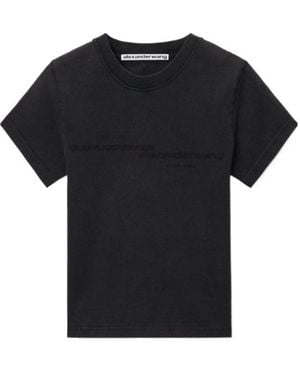 Alexander Wang Cropped Logo T-Shirt - Black