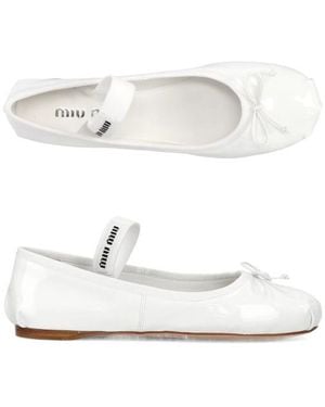 Miu Miu Round-Head Flat Shoes - White