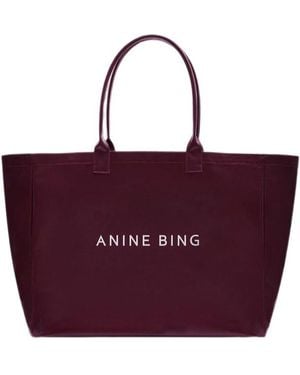 Anine Bing Leo Coated Canvas Tote Bag - Purple
