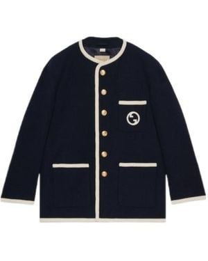 Gucci Chlorophyll Formula-Embroidered Tweed Jacket - Blue
