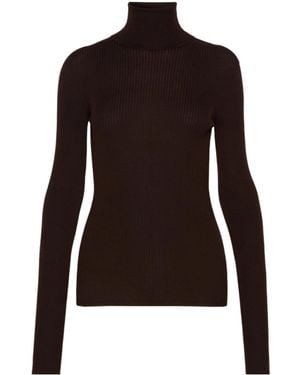 Sportmax Spxcentro Ribbed Turtleneck Knitted Top - Black