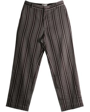 The Elder Statesman Striped Straight-Leg Trousers - Grey