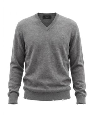 Gucci V-Neck Knitted Jumper - Grey