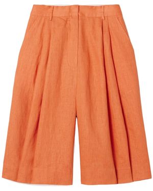 STAUD Cruz Pleated Shorts - Orange