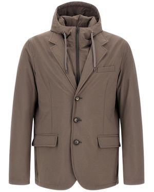 Herno Hooded Blazer - Brown