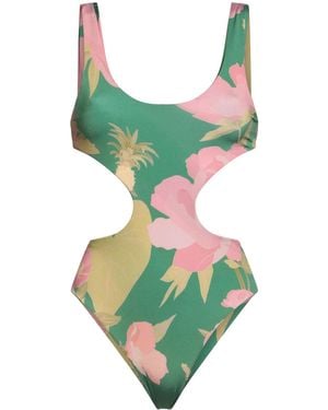 FARM Rio Floral-Print One-Piece Swimsuits - Green