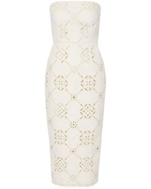 Veronica Beard Nettia Embroidered Cotton Midi Dress - White
