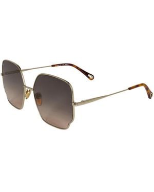 Chloé Hexagonal Lens Full-Rim Retro Sunglasses - Metallic