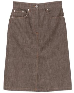 A.P.C. Contrast-Stitch Five-Pocket Skirt - Brown