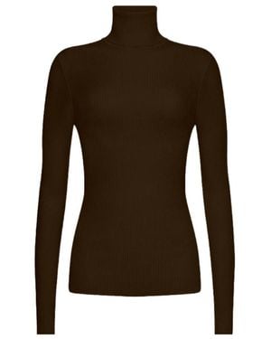 Wolford Fine-Rib Turtleneck Top - Brown