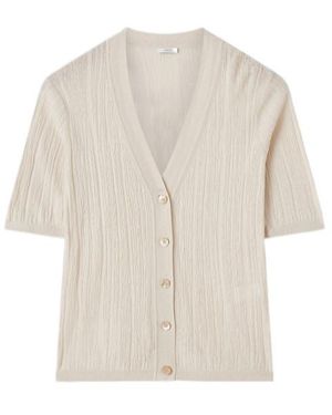 JOSEPH V-Neck Short-Sleeve Cardigan - White