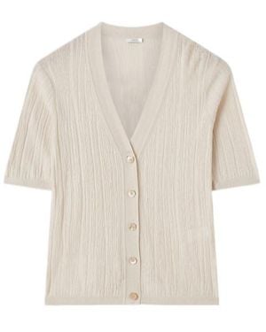 JOSEPH Ribbed Short-Sleeve Cardigan - White