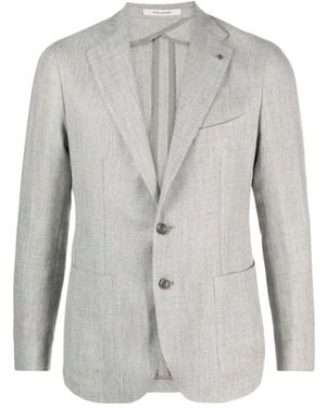 Tagliatore Notched-Lapels Single-Breasted Blazer - Grey
