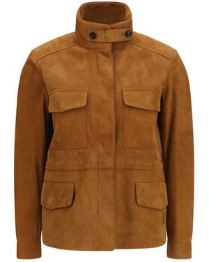 Loro Piana Long-Sleeve Leather Jacket - Brown
