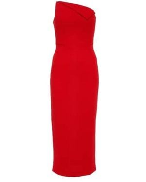 Roland Mouret Origami Wool Midi Dress - Red