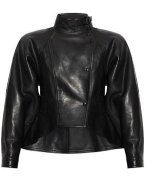 Balmain Long-Sleeve Leather Jacket - Black
