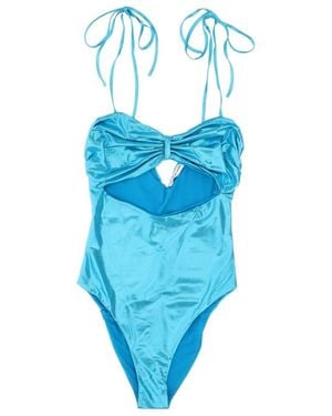 Amen Laminated-Jersey Ruched Swimsuit - Blue