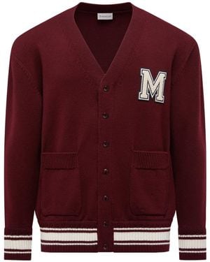 Moncler V-Neck Button-Up Cardigan - Red