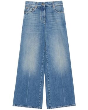 Valentino Button Detailed Flared Jeans - Blue
