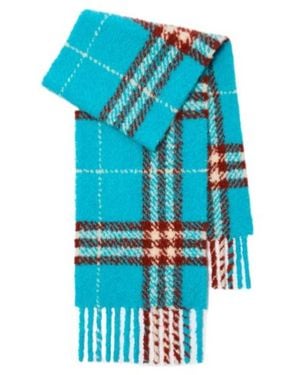 Burberry Check Alpaca Wool Blend Bouclé Scarf - Blue