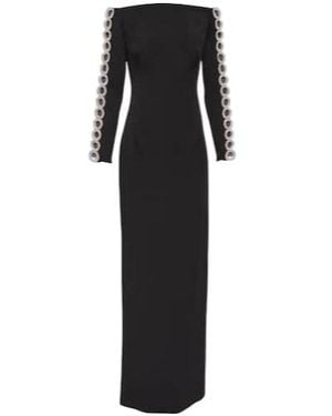 Safiyaa Maimie Crystal-Embellished Crepe Dress - Black