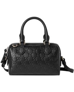 Gucci Gg Emblem Small Boston Bag - Black