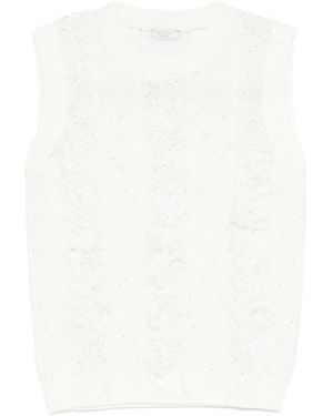 Peserico Knitted Sequin-Embellished Vest - White