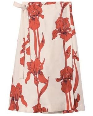 La DoubleJ Printed Midi Skirt - Red