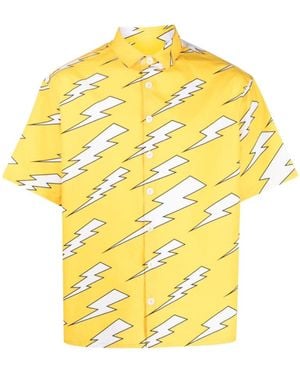 Neil Barrett Short-Sleeved Pattern Shirt - Yellow