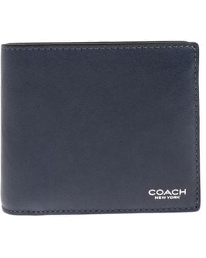 COACH Logo-Print Leather Wallet - Blue