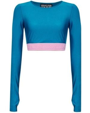 Versace Jeans Couture Logo-Band Longsleeves T-Shirt - Blue