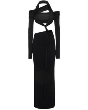 AYA MUSE Inio Adhesive Hollow-Out Long Dress - Black