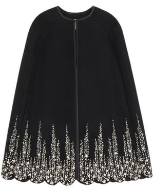 Valentino Embroidered Compact Drap Cape - Black