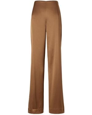 STAUD Silk-Blend Wide-Leg Pants - Brown