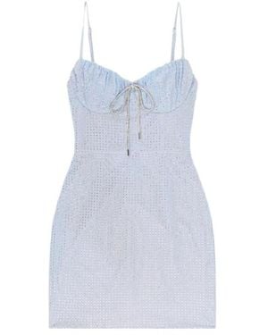 Area Embellished Hotfix Mini Dress - Blue