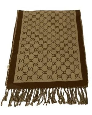Gucci Gg Fringe Detailed Knitted Scarf - Green